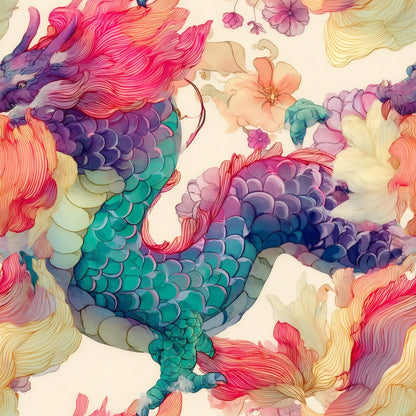 Celestial Dragons large scale wallpaper pattern repeat