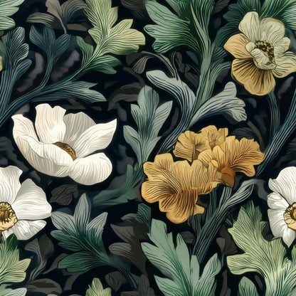 Charcoal Bloom large scale wallpaper pattern repeat