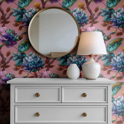 Chinoiserie Branch large scale wallpaper in a styled room