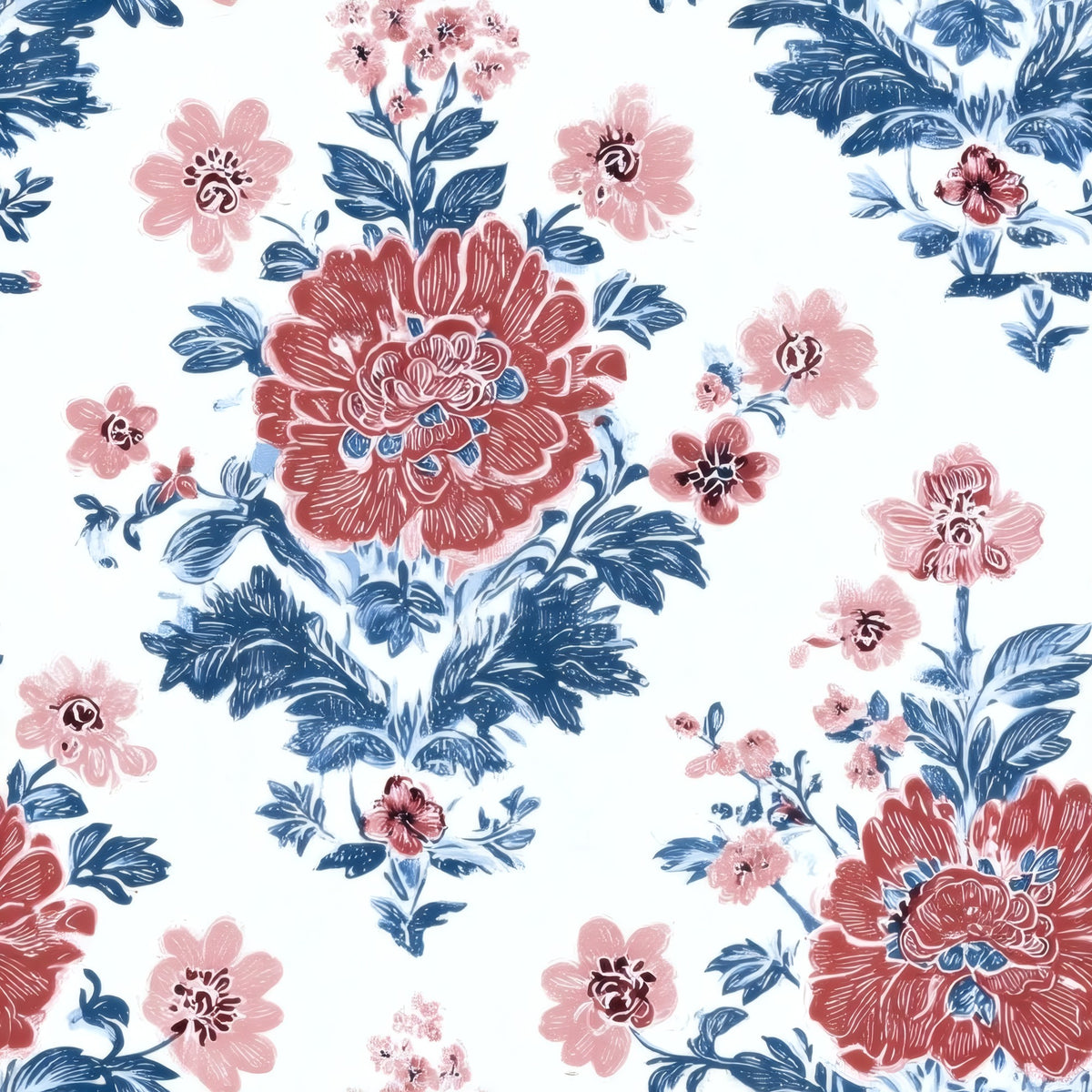 Claret Damask large scale wallpaper pattern repeat