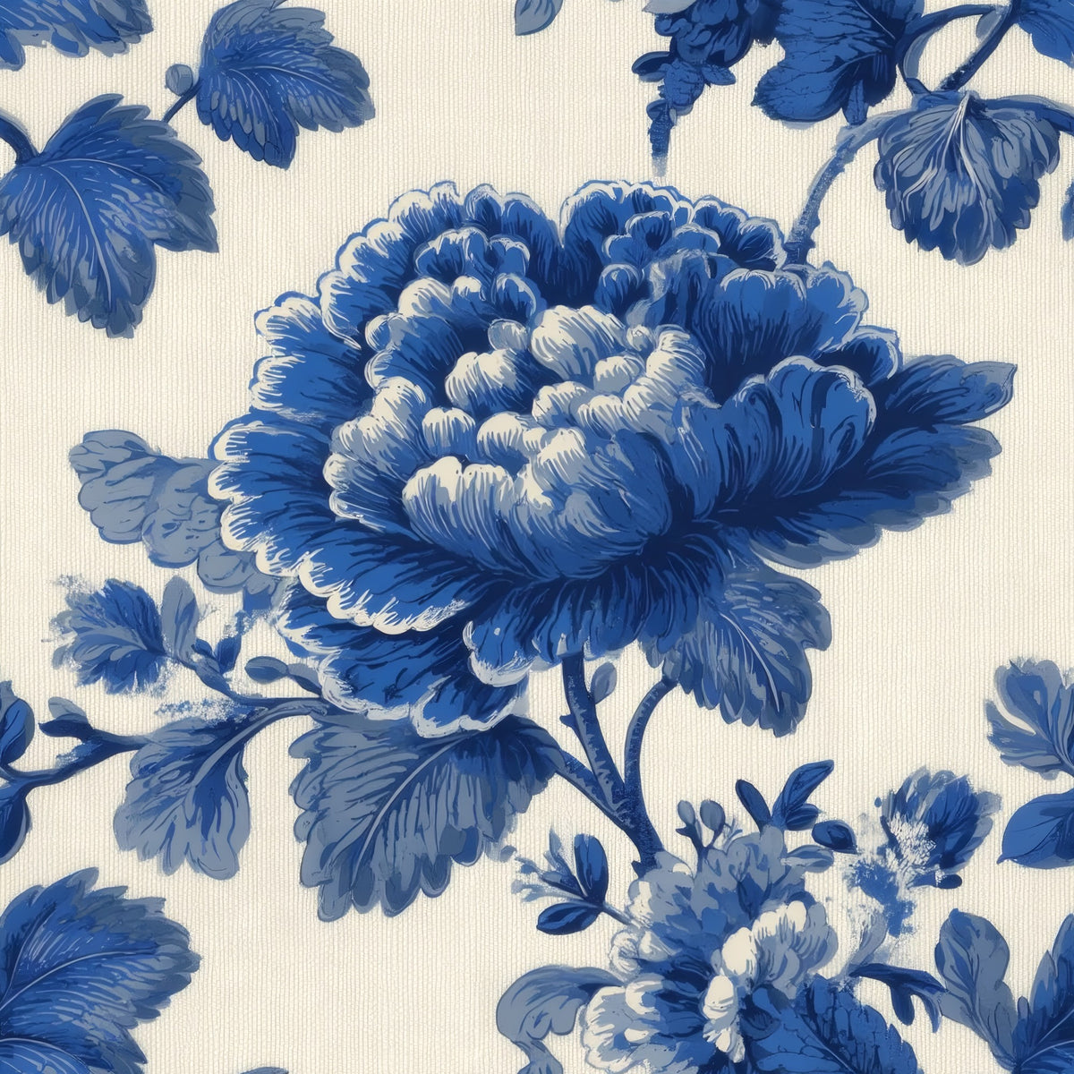 Cobalt Blossom large scale wallpaper pattern repeat
