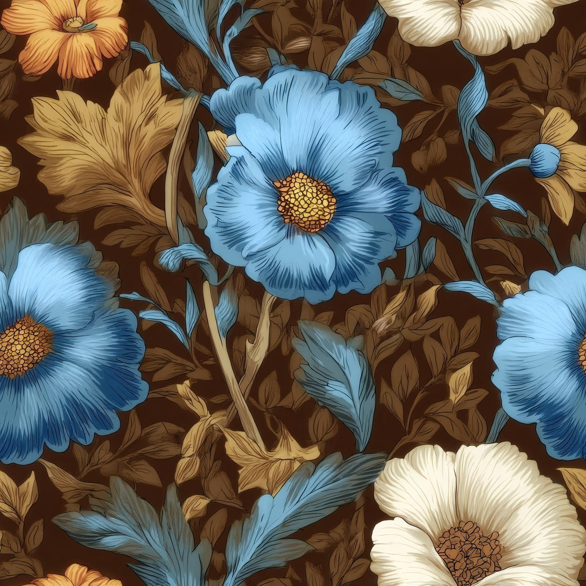 Cocoa Blooms large scale wallpaper pattern repeat