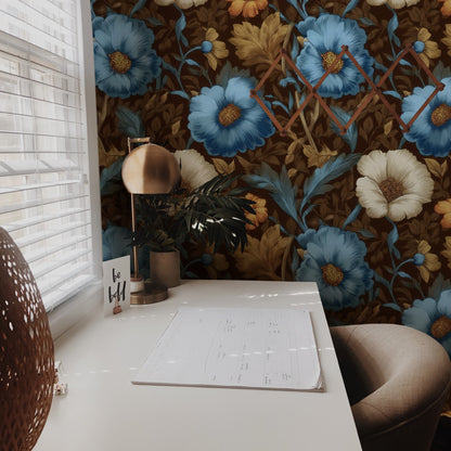 Cocoa Blooms large scale wallpaper in a styled room