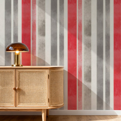 Concrete Stripes large scale wallpaper in a styled room