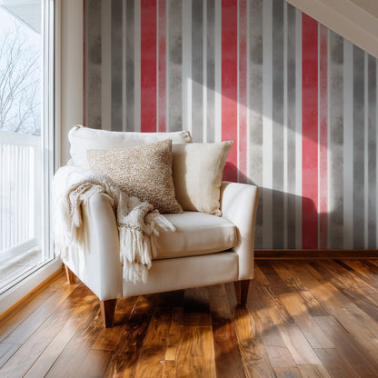 Concrete Stripes large scale wallpaper in a styled room