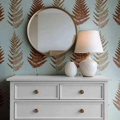Copper Fern large scale wallpaper in a styled room
