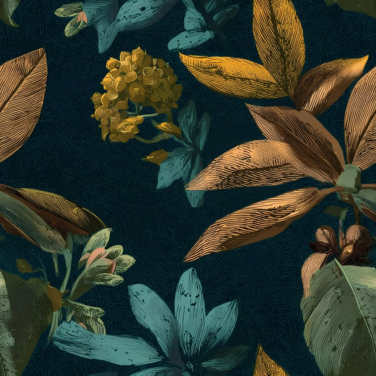 Copper Foliage large scale wallpaper pattern repeat
