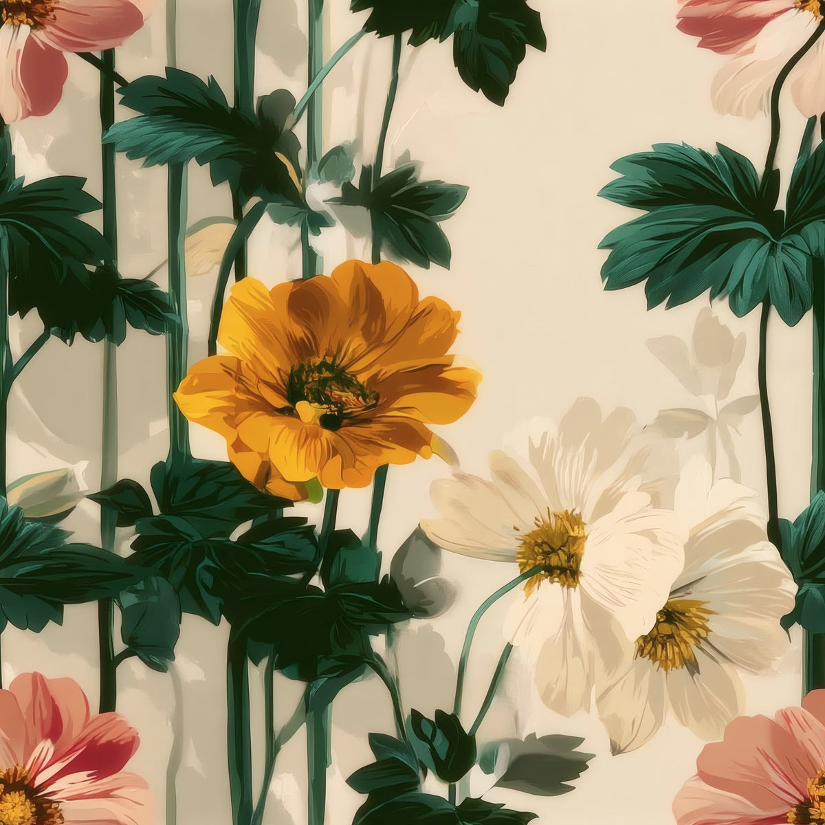 Coral Anemone large scale wallpaper pattern repeat