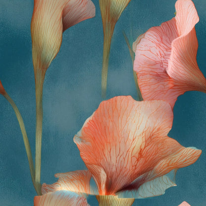 Coral Calla large scale wallpaper pattern repeat