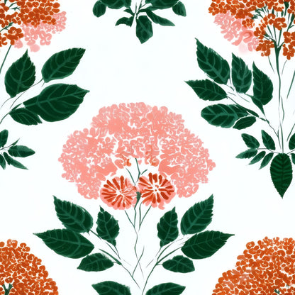 Coral Hydrangea large scale wallpaper pattern repeat