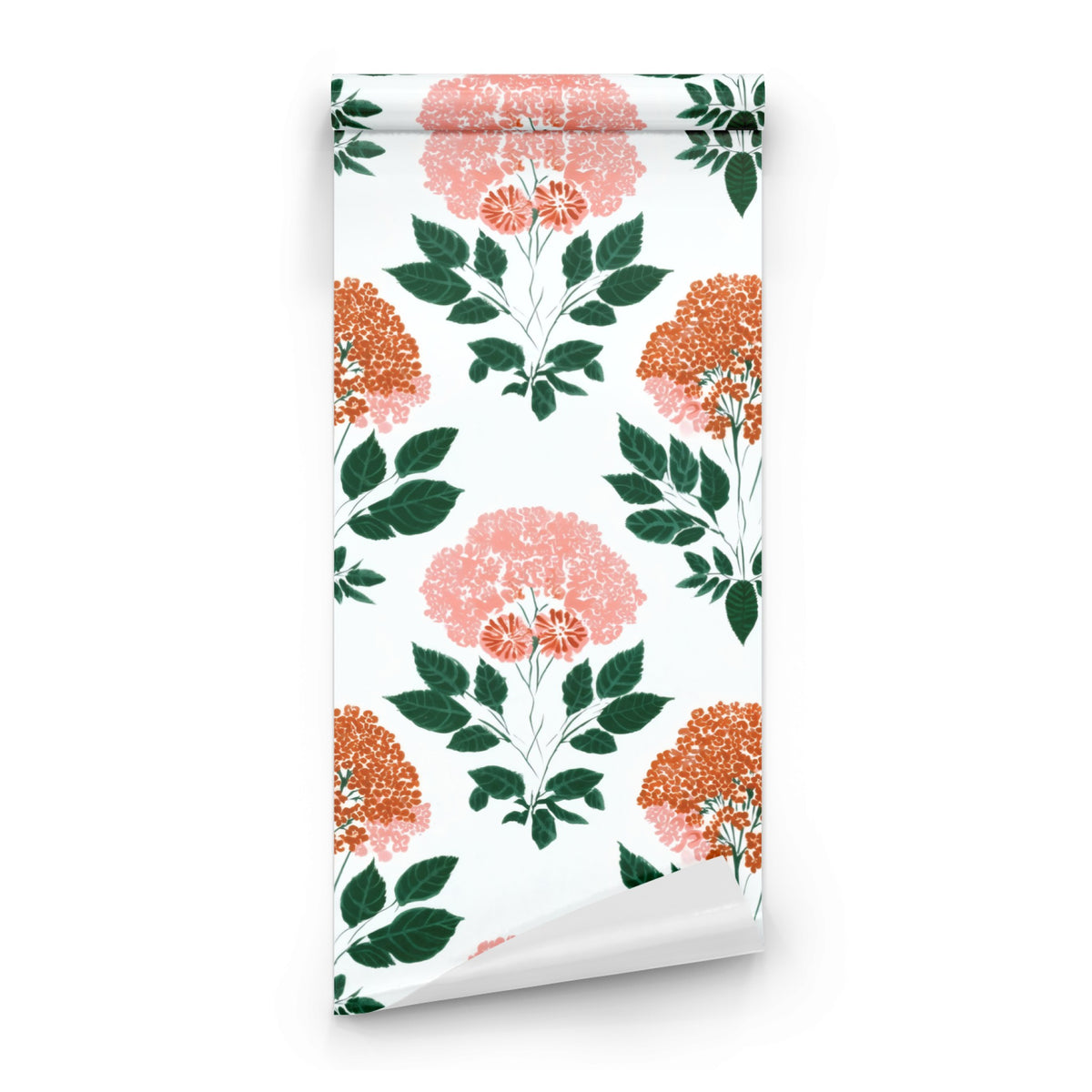 Roll of Coral Hydrangea large scale wallpaper
