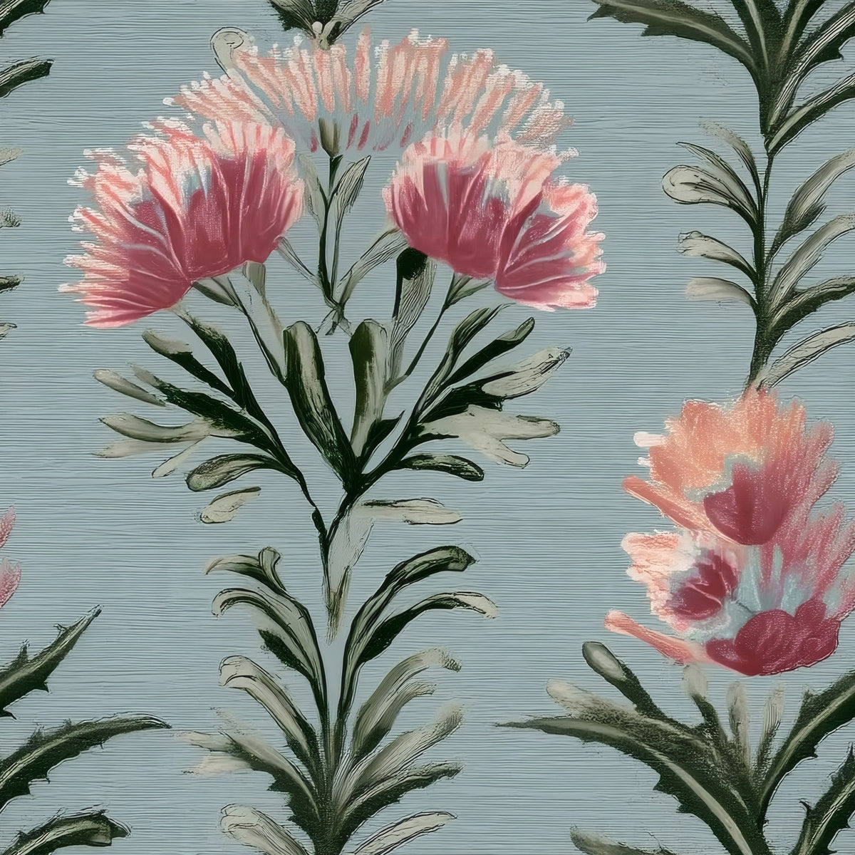 Coral Thistle large scale wallpaper pattern repeat