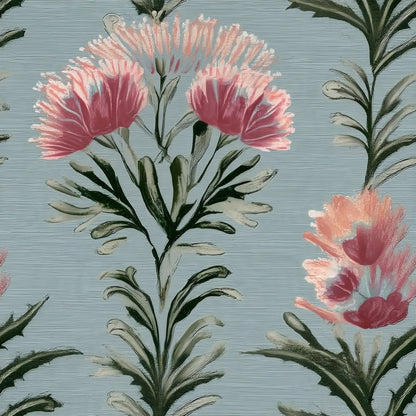 Coral Thistle large scale wallpaper pattern repeat