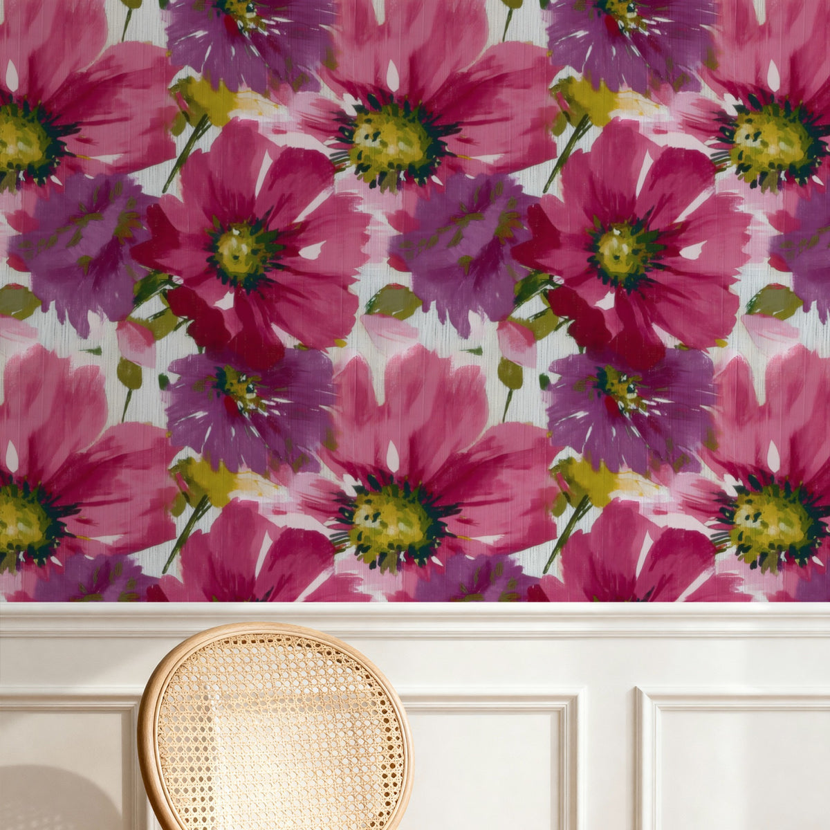 Cosmos Splash large scale wallpaper in a styled room