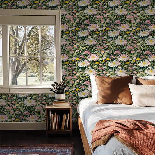 Retro Tangerine Blossom Wallpaper