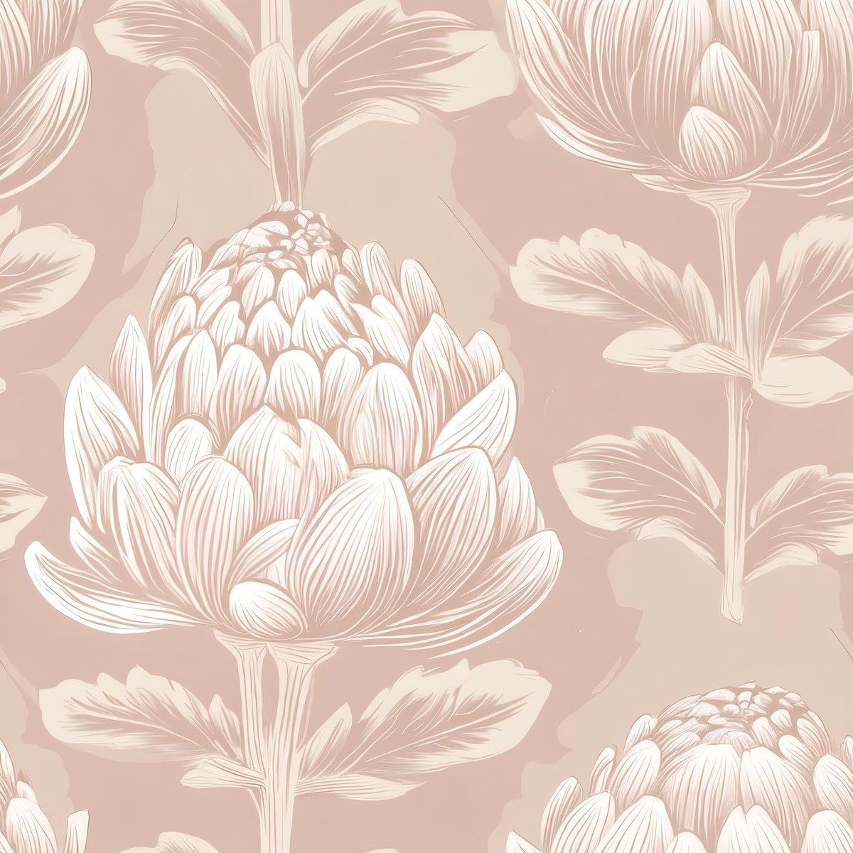 Cream Artichoke large scale wallpaper pattern repeat