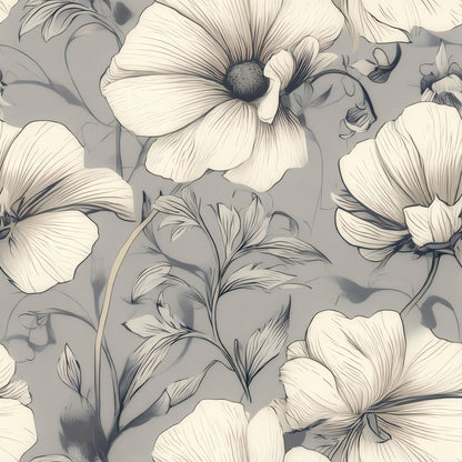 Cream Cosmos large scale wallpaper pattern repeat