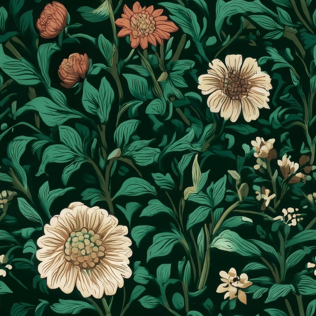 Cream Daisy large scale wallpaper pattern repeat