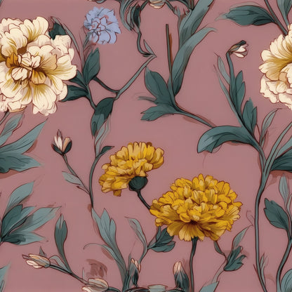 Cream Marigold large scale wallpaper pattern repeat