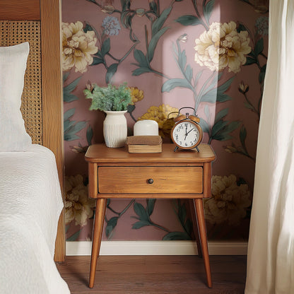 Cream Marigold large scale wallpaper in a styled room