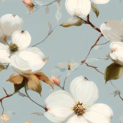 Creamy Dogwood large scale wallpaper pattern repeat