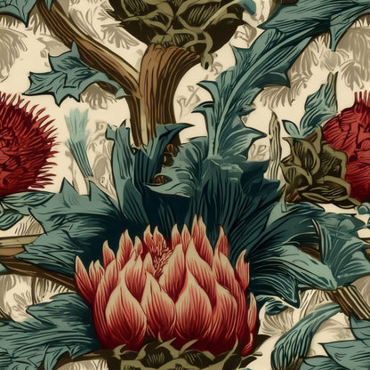 Crimson Thistle large scale wallpaper pattern repeat