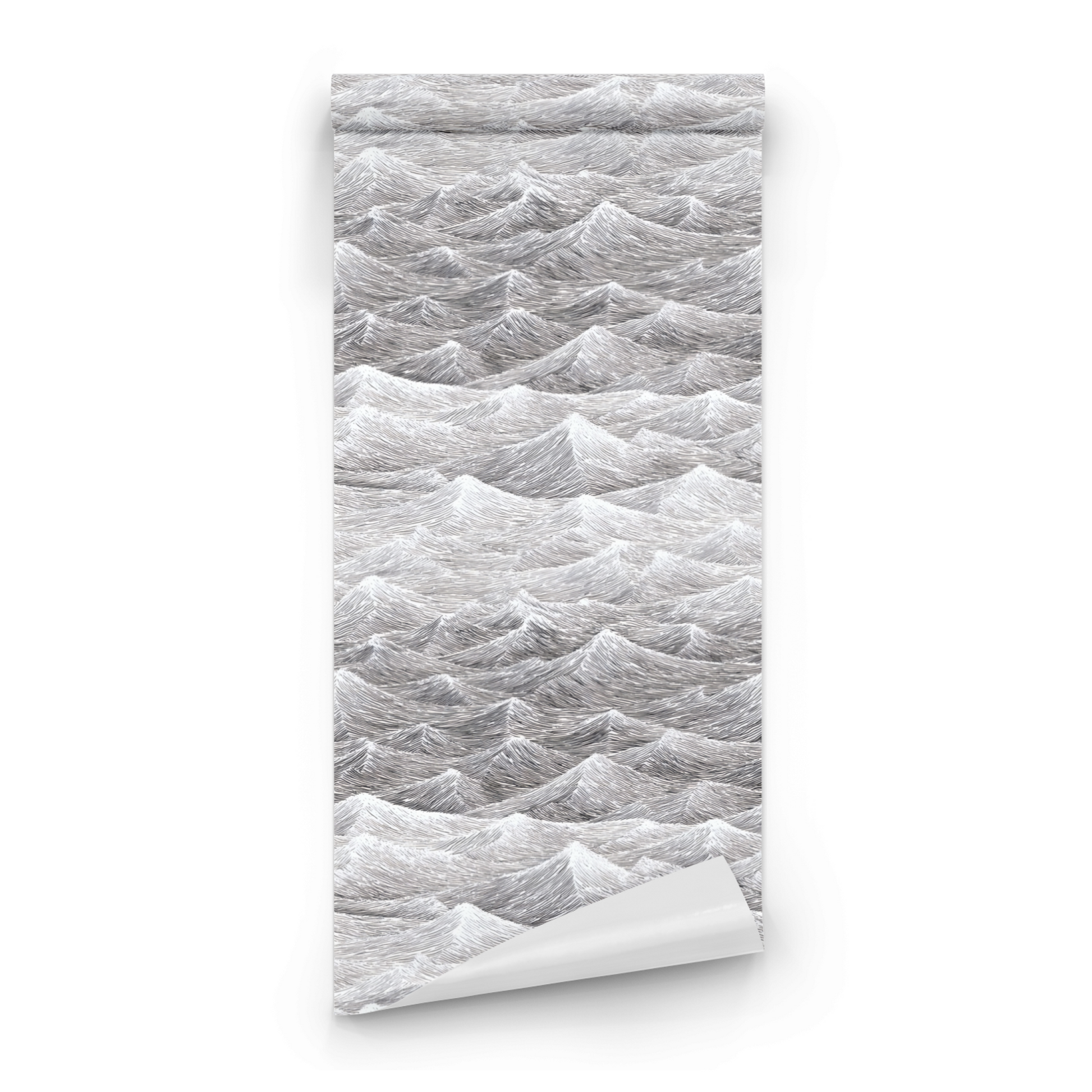 Sketched Ocean | Grey Abstract Wallpaper | Monochrome - Roll Preview