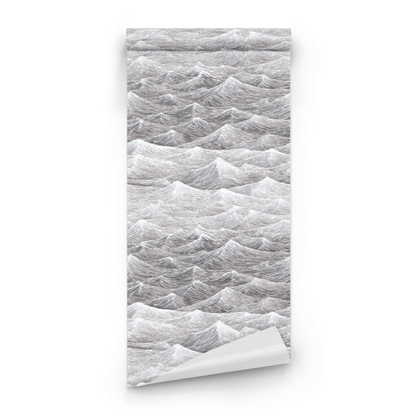 Sketched Ocean | Grey Abstract Wallpaper | Monochrome - Roll Preview