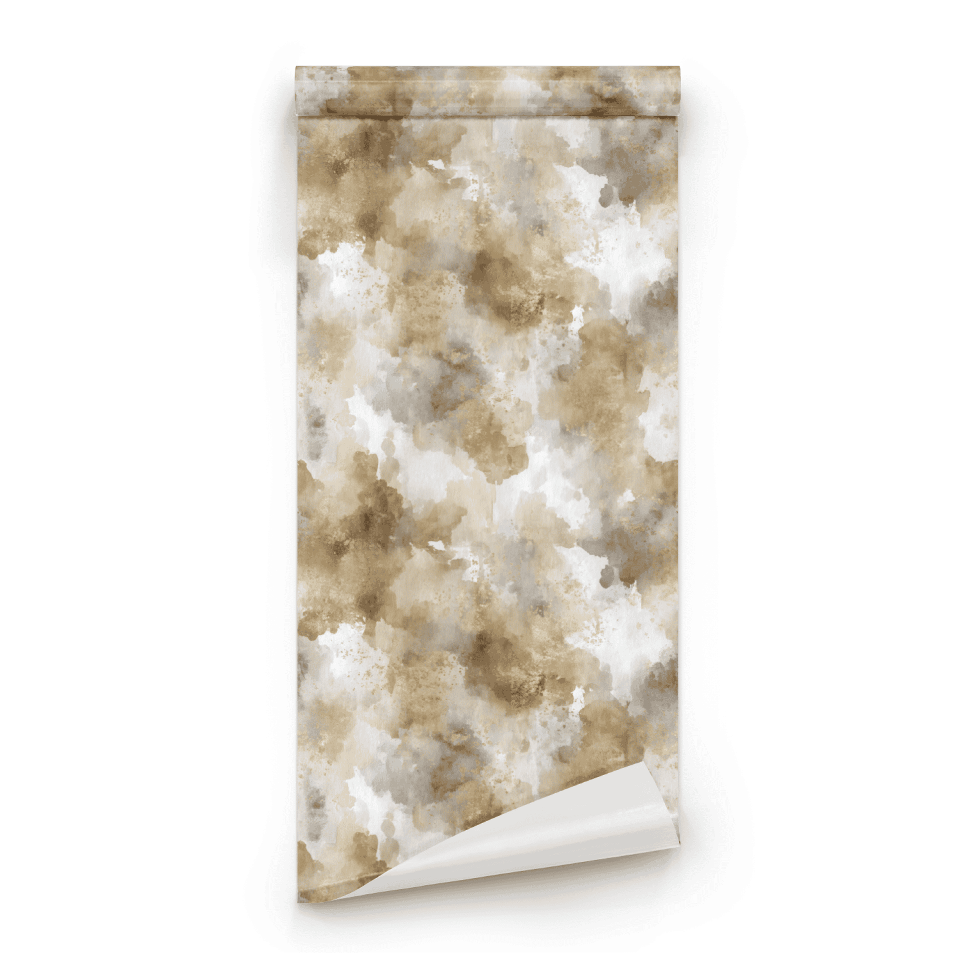 Neutral Abstract Wallpaper roll preview showing the watercolor washes and gilded metallic accents in close neutral detail