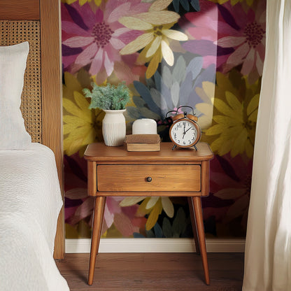 Dahlia Crush large scale wallpaper in a styled room