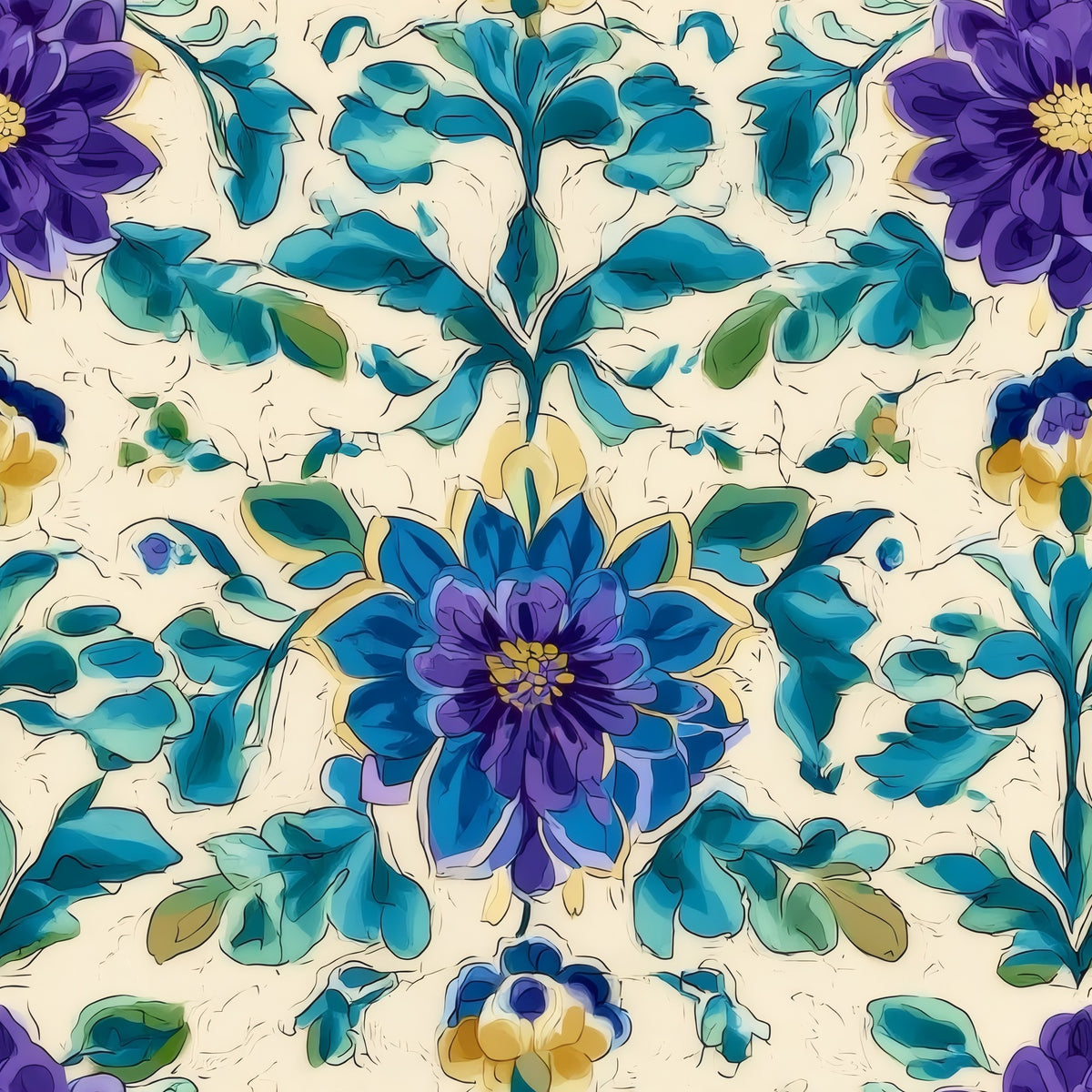 Dahlia Scroll large scale wallpaper pattern repeat