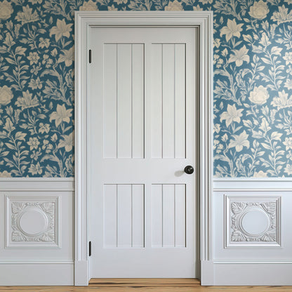 Denim Hare large scale wallpaper in a styled room