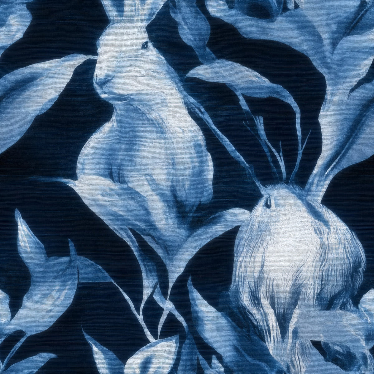 Denim Rabbit large scale wallpaper pattern repeat