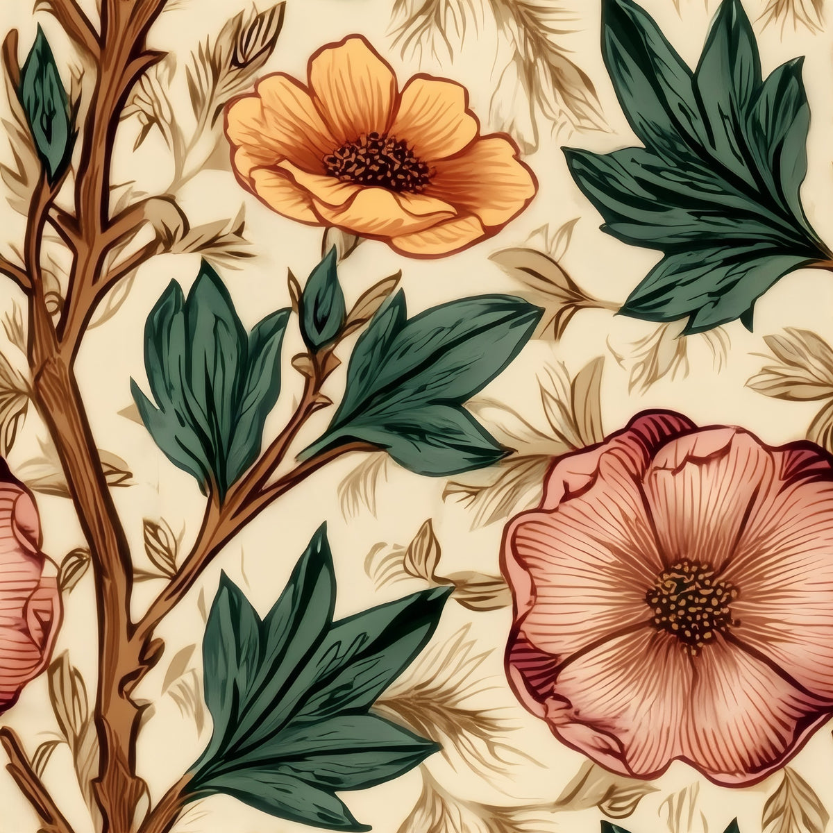Dog Rose large scale wallpaper pattern repeat