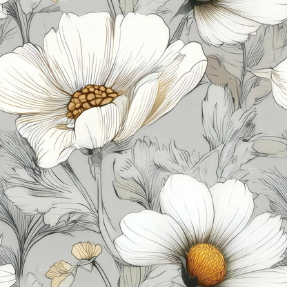Dove Daisy large scale wallpaper pattern repeat