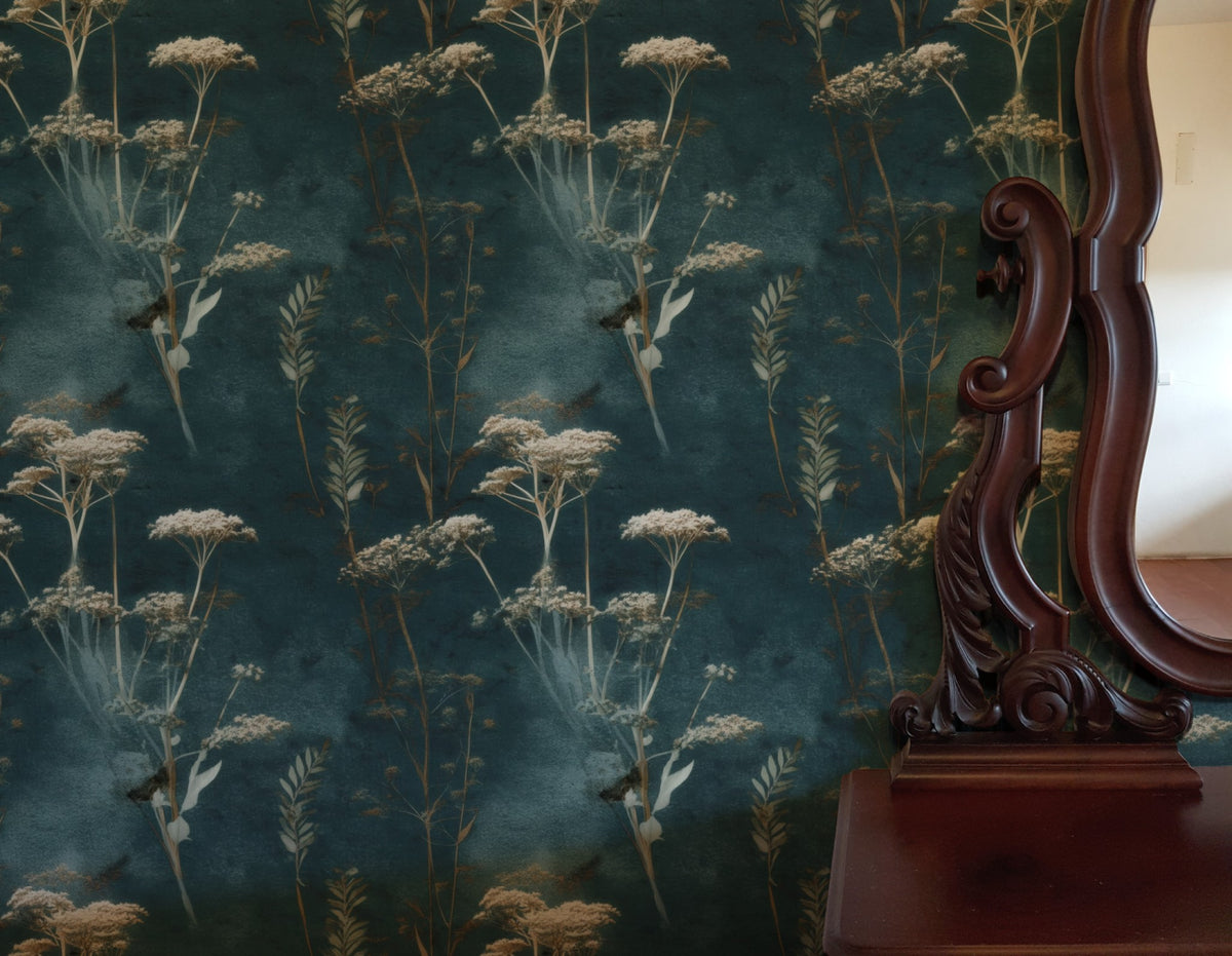 Dusk Meadow large scale wallpaper in a styled room