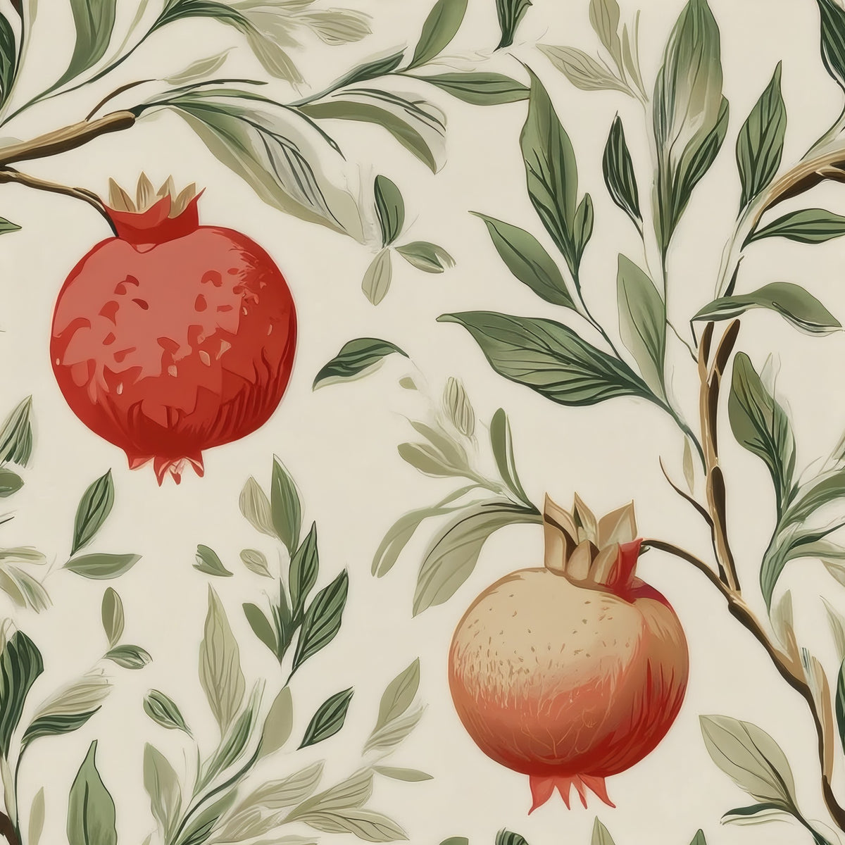 Earthy Pomegranate large scale wallpaper pattern repeat