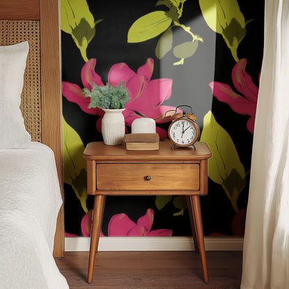Electric Magnolia large scale wallpaper in a styled room