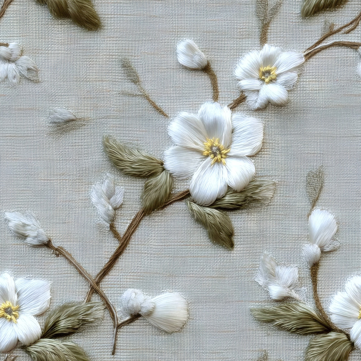 Embroidered Branch large scale wallpaper pattern repeat