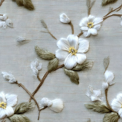 Embroidered Branch large scale wallpaper pattern repeat