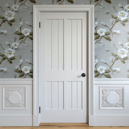 Embroidered Branch large scale wallpaper in a styled room
