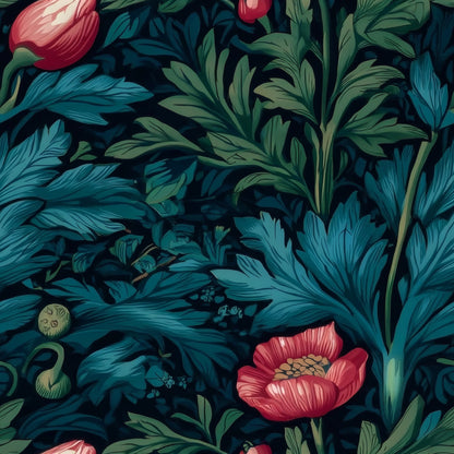 Emerald Anemone large scale wallpaper pattern repeat