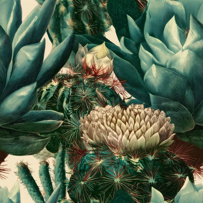 Engraved Succulent large scale wallpaper pattern repeat