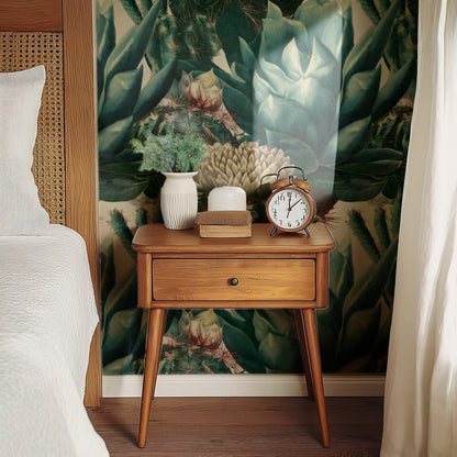 Engraved Succulent large scale wallpaper in a styled room