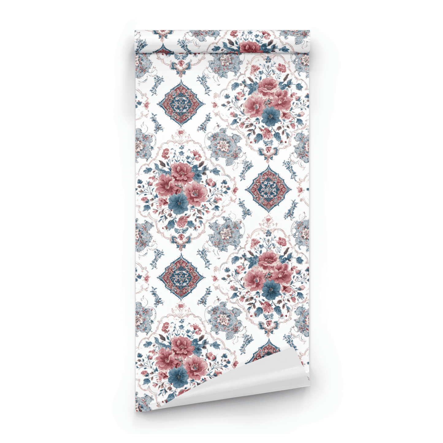 Rouge Arabesque | White Floral Wallpaper - Roll Preview