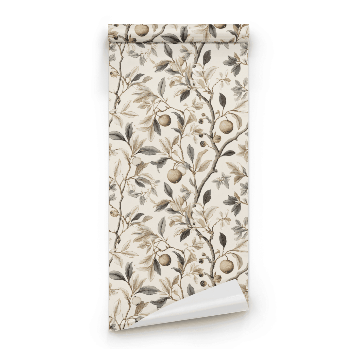 Sepia Apple | Neutral Botanical Wallpaper | Fruit Pattern - Roll Preview