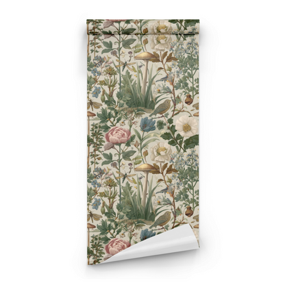 Vintage Flora | Green Floral Wallpaper | Woodland - Roll Preview