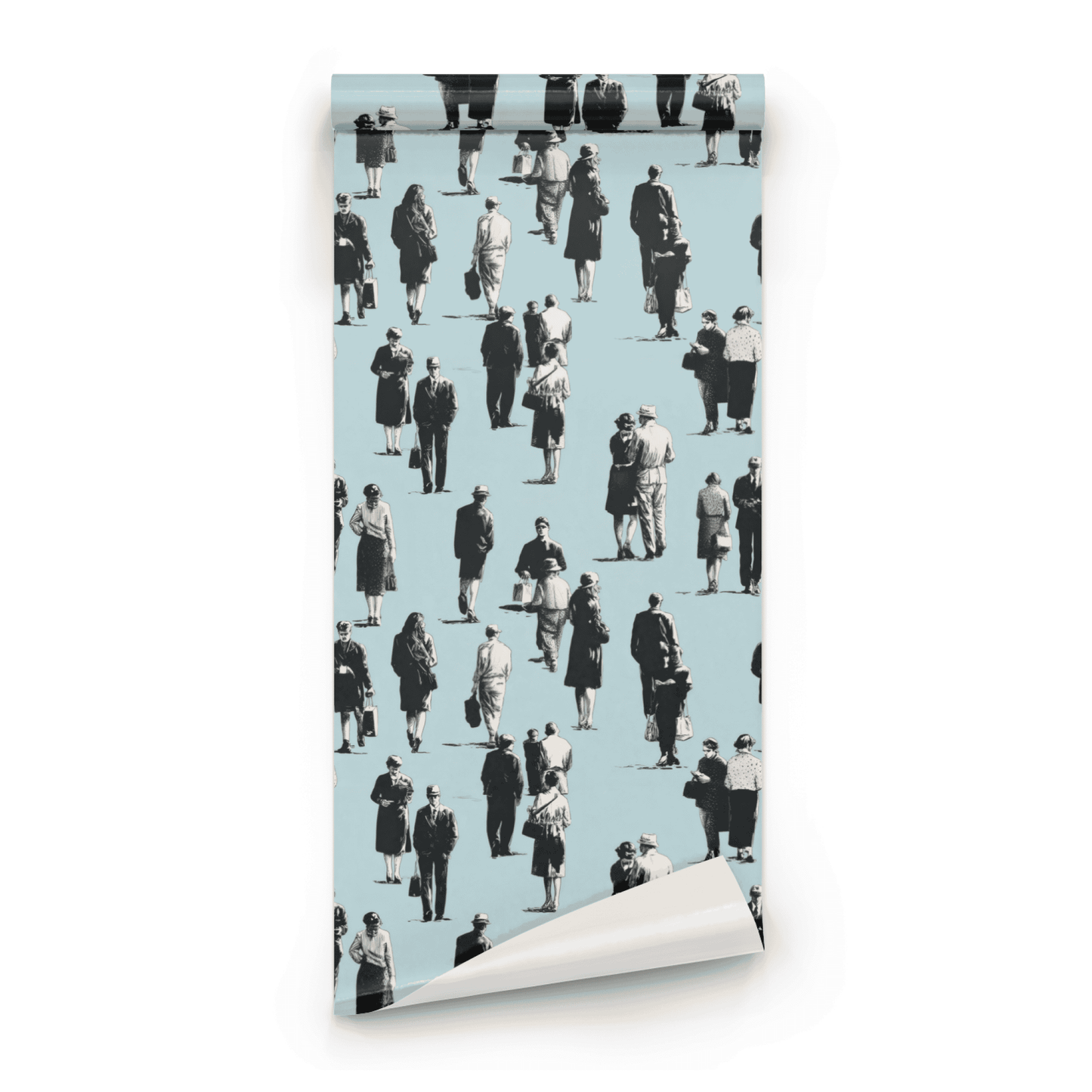 Ink Sketch | Blue Toile Wallpaper | Monochrome - Roll Preview