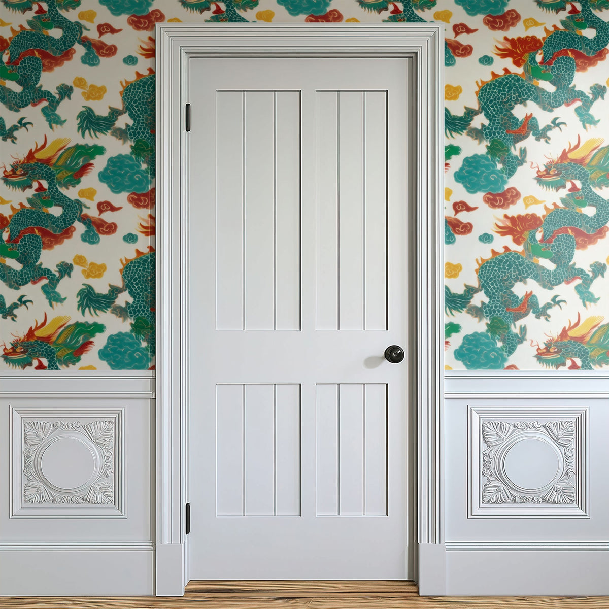 Fire Cloud large scale wallpaper in a styled room