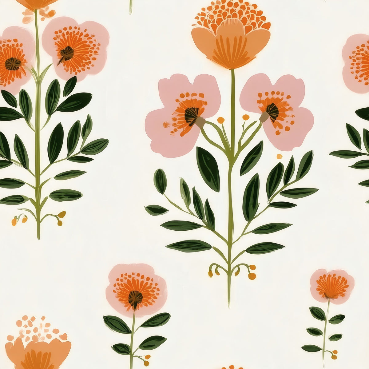 Folk Rose large scale wallpaper pattern repeat